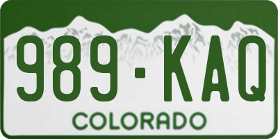 CO license plate 989KAQ