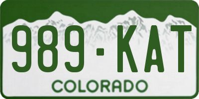 CO license plate 989KAT
