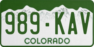 CO license plate 989KAV