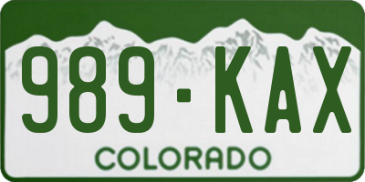 CO license plate 989KAX