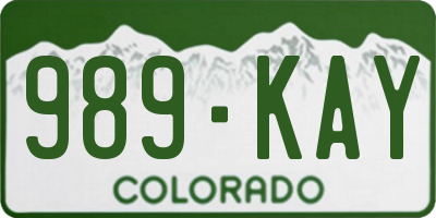 CO license plate 989KAY