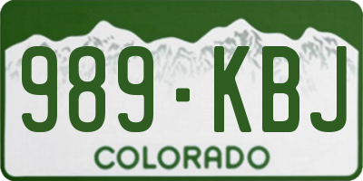 CO license plate 989KBJ