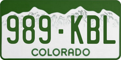 CO license plate 989KBL