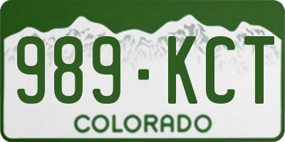 CO license plate 989KCT