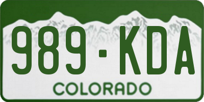 CO license plate 989KDA