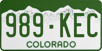 CO license plate 989KEC