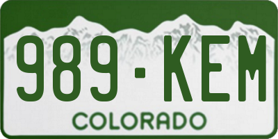 CO license plate 989KEM
