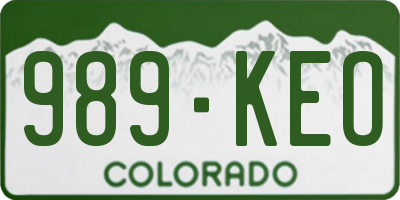 CO license plate 989KEO