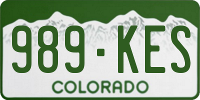 CO license plate 989KES