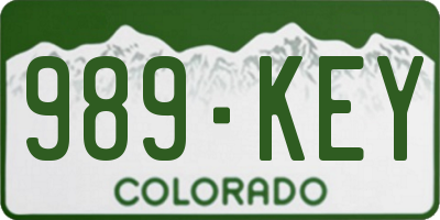 CO license plate 989KEY