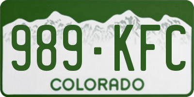 CO license plate 989KFC