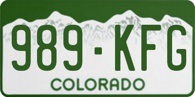 CO license plate 989KFG