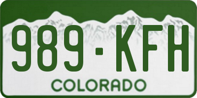 CO license plate 989KFH