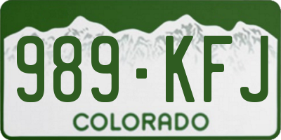 CO license plate 989KFJ