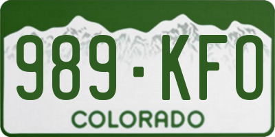 CO license plate 989KFO