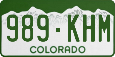 CO license plate 989KHM