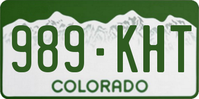 CO license plate 989KHT
