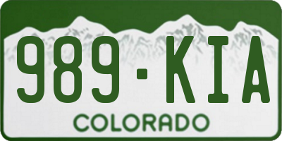 CO license plate 989KIA
