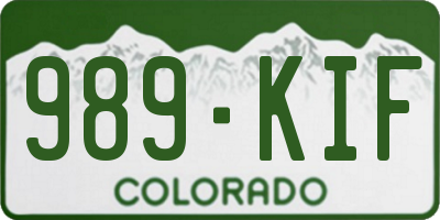 CO license plate 989KIF