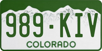 CO license plate 989KIV