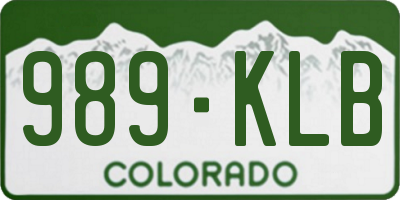 CO license plate 989KLB