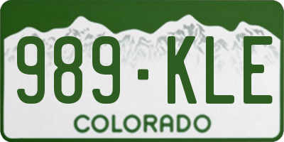 CO license plate 989KLE