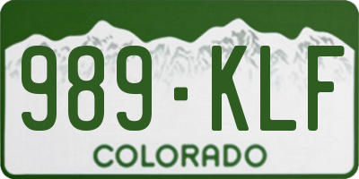 CO license plate 989KLF