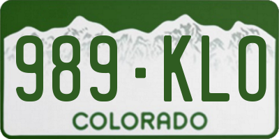 CO license plate 989KLO