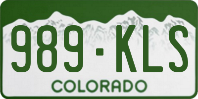 CO license plate 989KLS