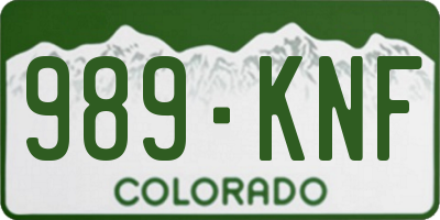 CO license plate 989KNF