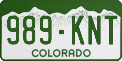 CO license plate 989KNT