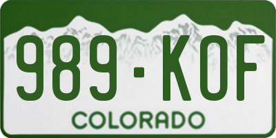 CO license plate 989KOF