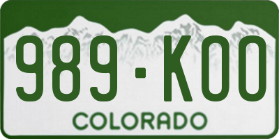 CO license plate 989KOO