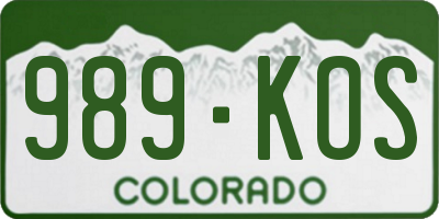 CO license plate 989KOS