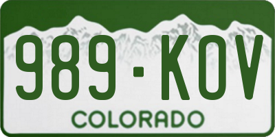 CO license plate 989KOV