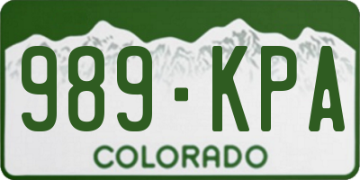 CO license plate 989KPA