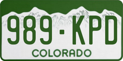 CO license plate 989KPD