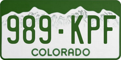 CO license plate 989KPF