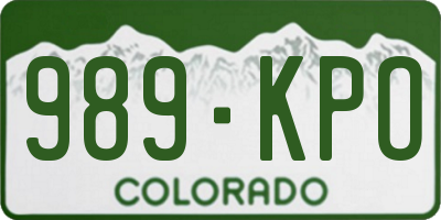 CO license plate 989KPO