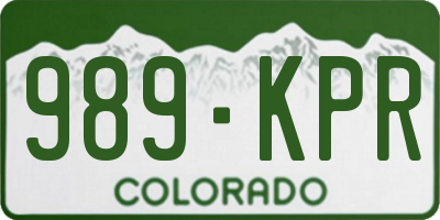 CO license plate 989KPR