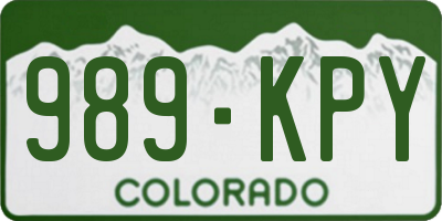 CO license plate 989KPY