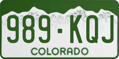 CO license plate 989KQJ