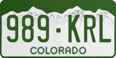 CO license plate 989KRL