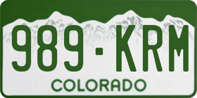 CO license plate 989KRM