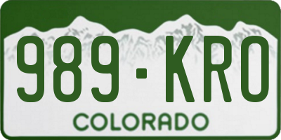 CO license plate 989KRO
