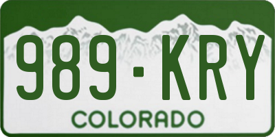CO license plate 989KRY