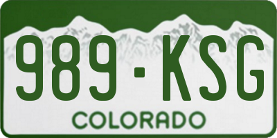 CO license plate 989KSG