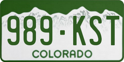 CO license plate 989KST