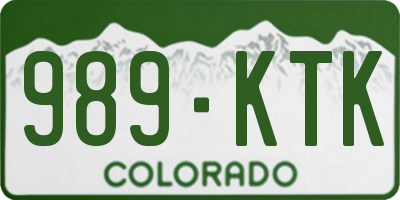 CO license plate 989KTK