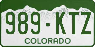 CO license plate 989KTZ